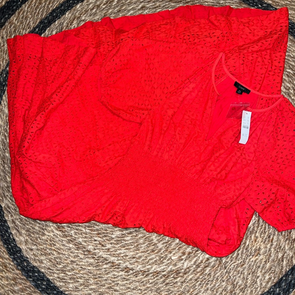 J. Crew Smocked waist midi dress in eyelet - Picture 7 of 9